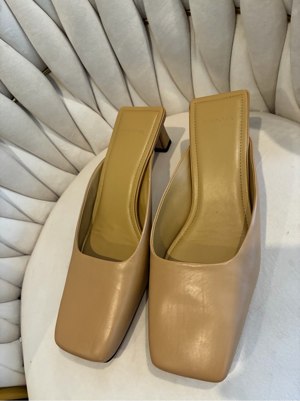 Vince Electra Women's Square-Toe Slip-On Mules in Tan - Picture 9 of 9